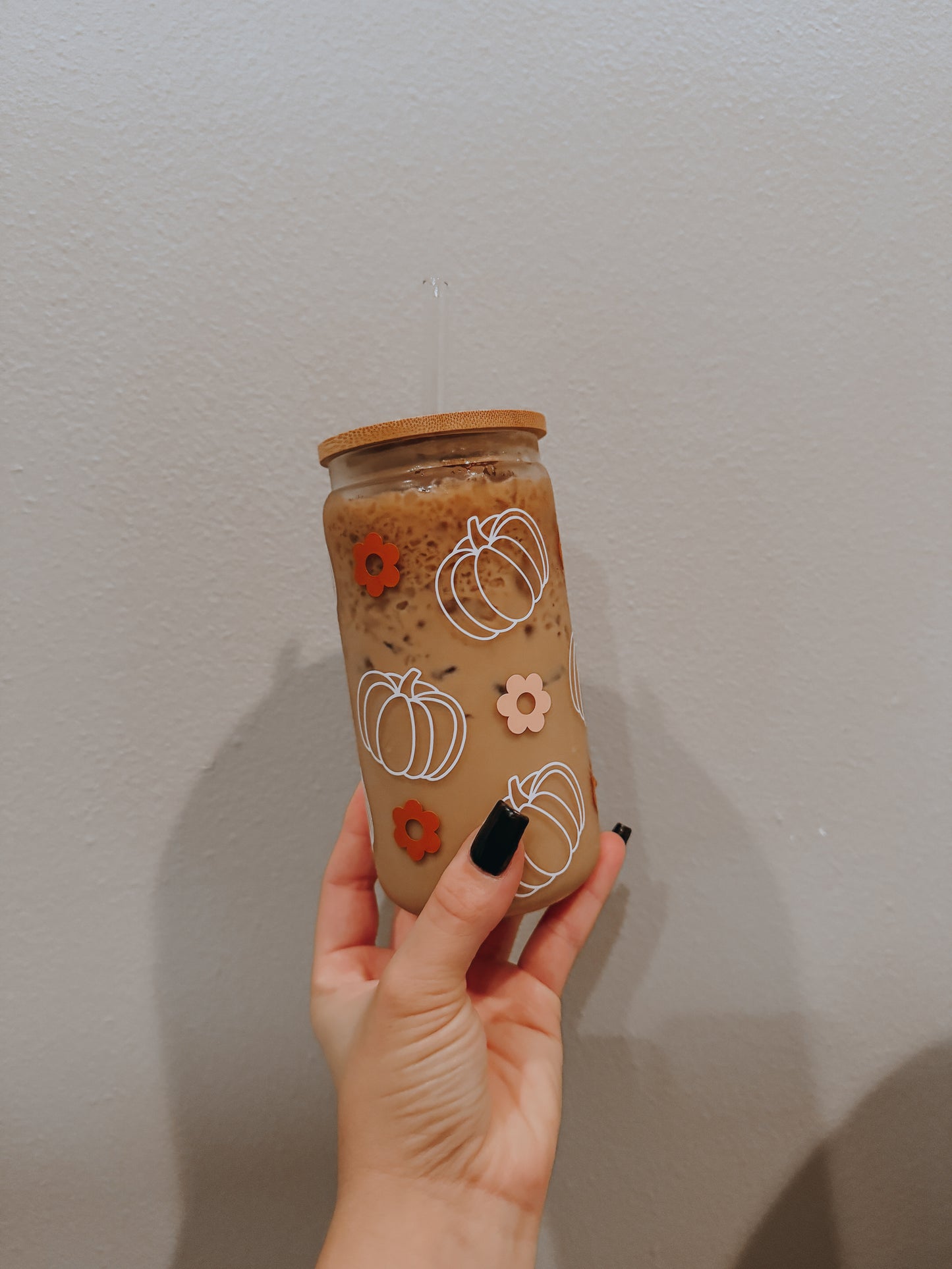 Boho pumpkin can glass cup