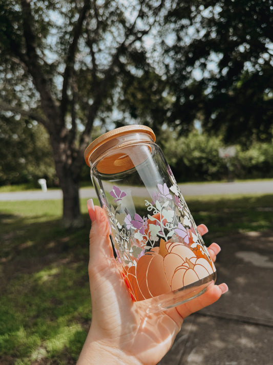 Boho pumpkin can glass cup