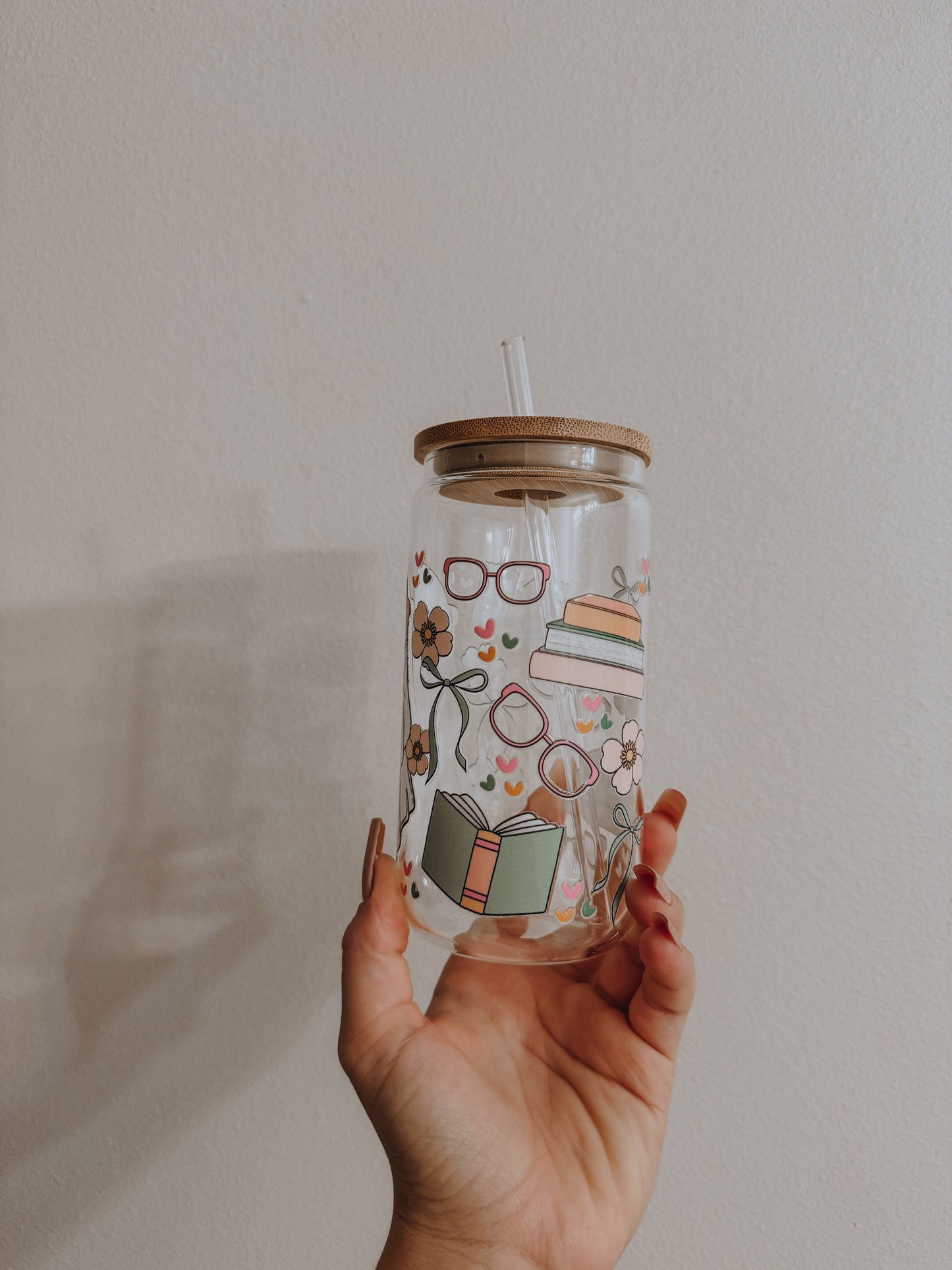 Bookish ghost can glass cup